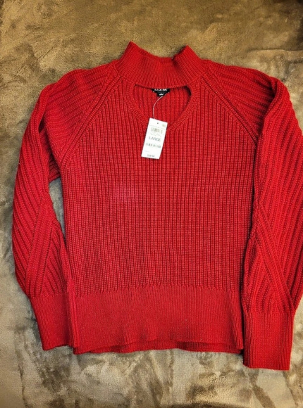 INC International Concepts Keyhole Mockneck Sweater Red Large